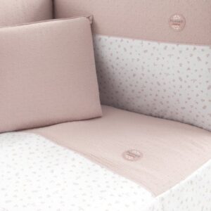 Funda nórdica con protector para cuna de 60 Plumeti rosa
