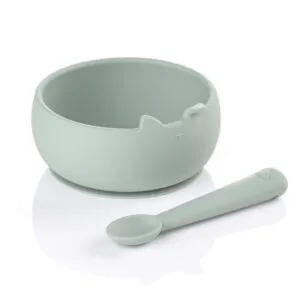 Set de bol y cuchara de silicona Jané