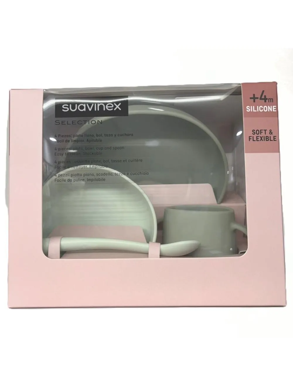 Vajilla infantil de silicona Suavinex Intense Colour +4 meses
