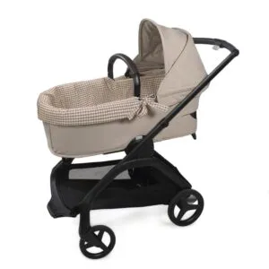 Cubre cuco Walking Mum dual + funda colchón Praliné Vichy/Rayas
