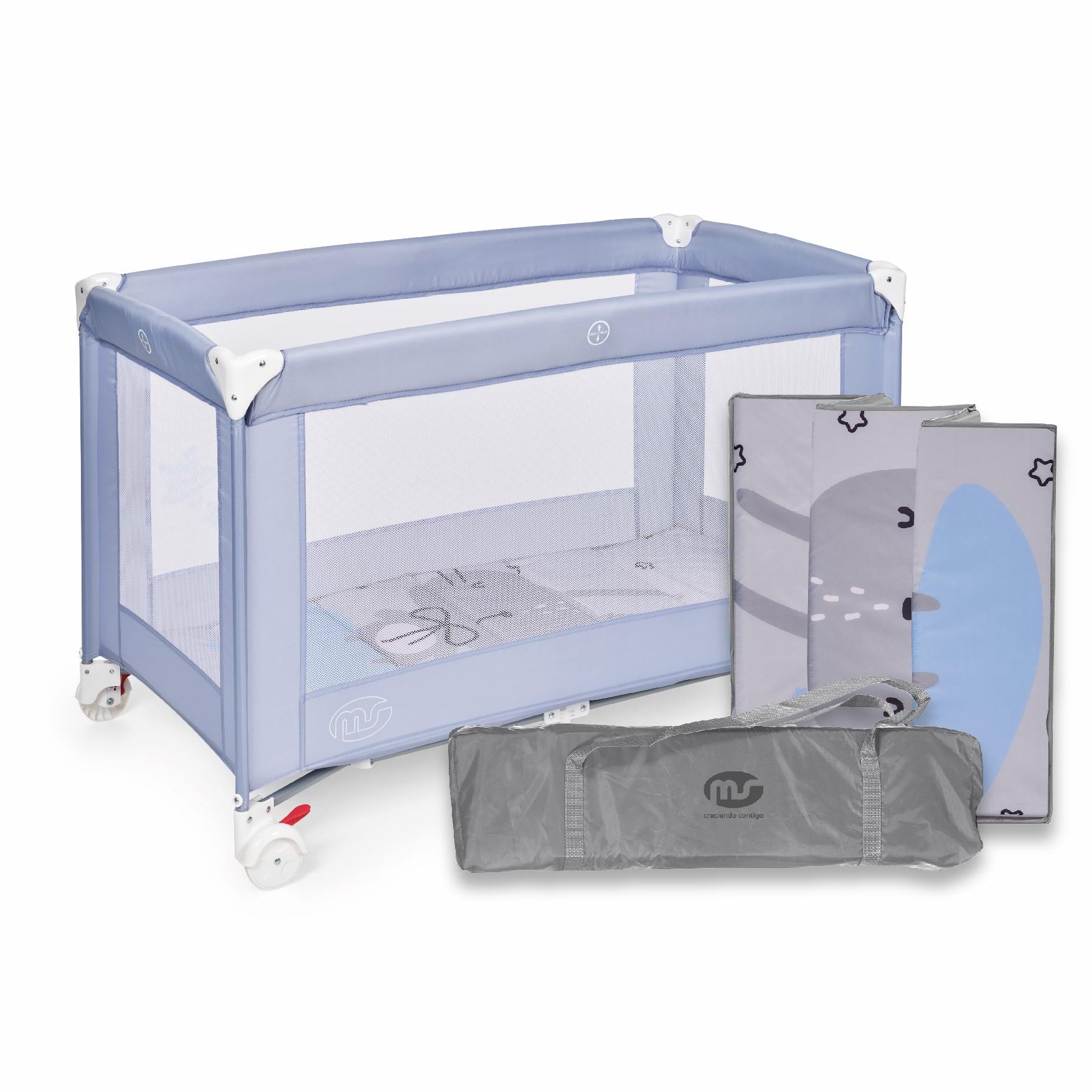 Cuna de viaje MS Basic — Azul Conejito