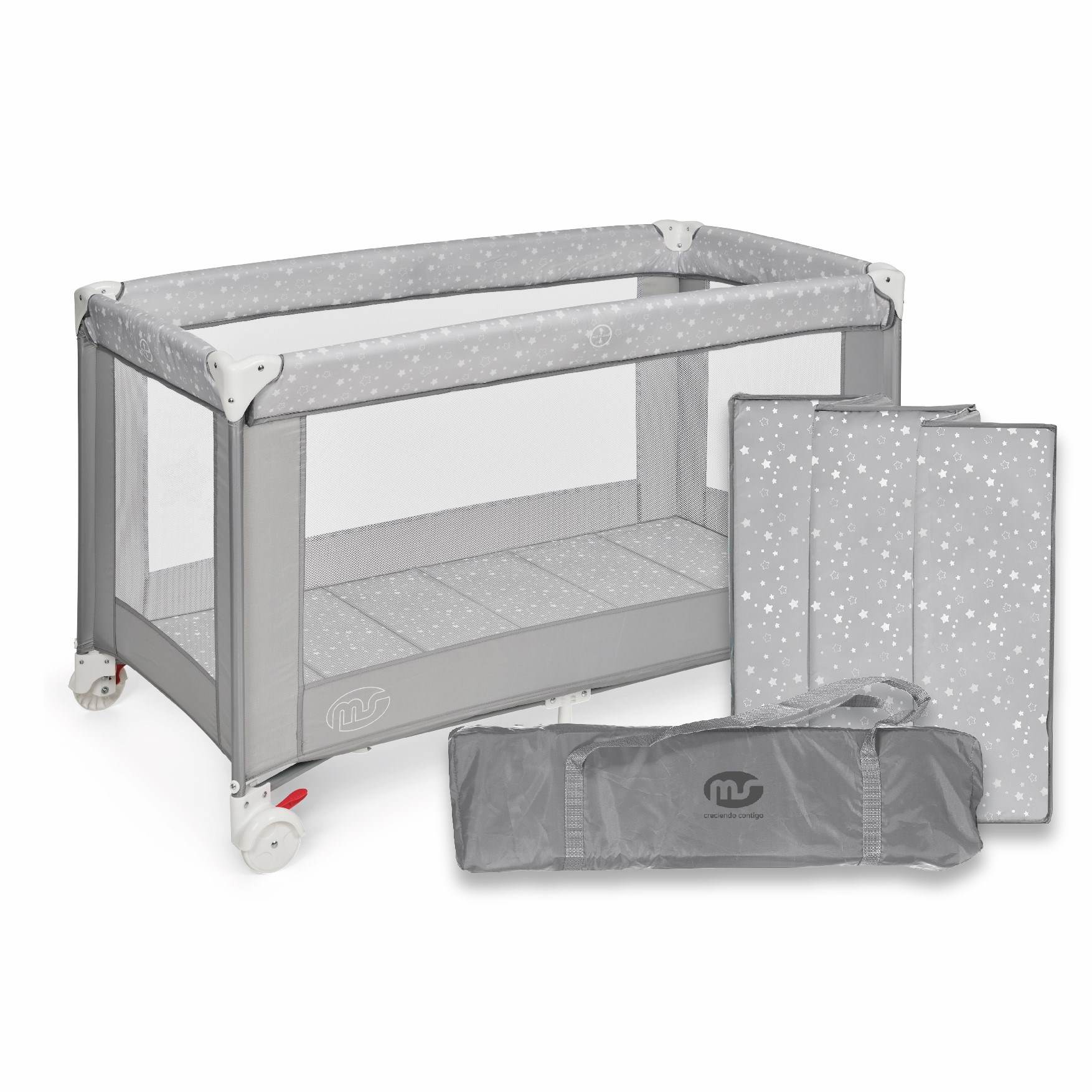 Cuna de viaje MS Basic — Gris Estrellas